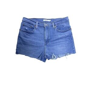 Levis Womens High Rise Distressed Denim Shorts Size 31 Raw Hem Y2K Festival Vibe